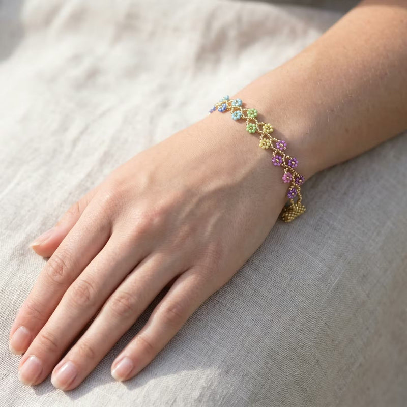 Handcrafted Floral Bracelet Golden-1