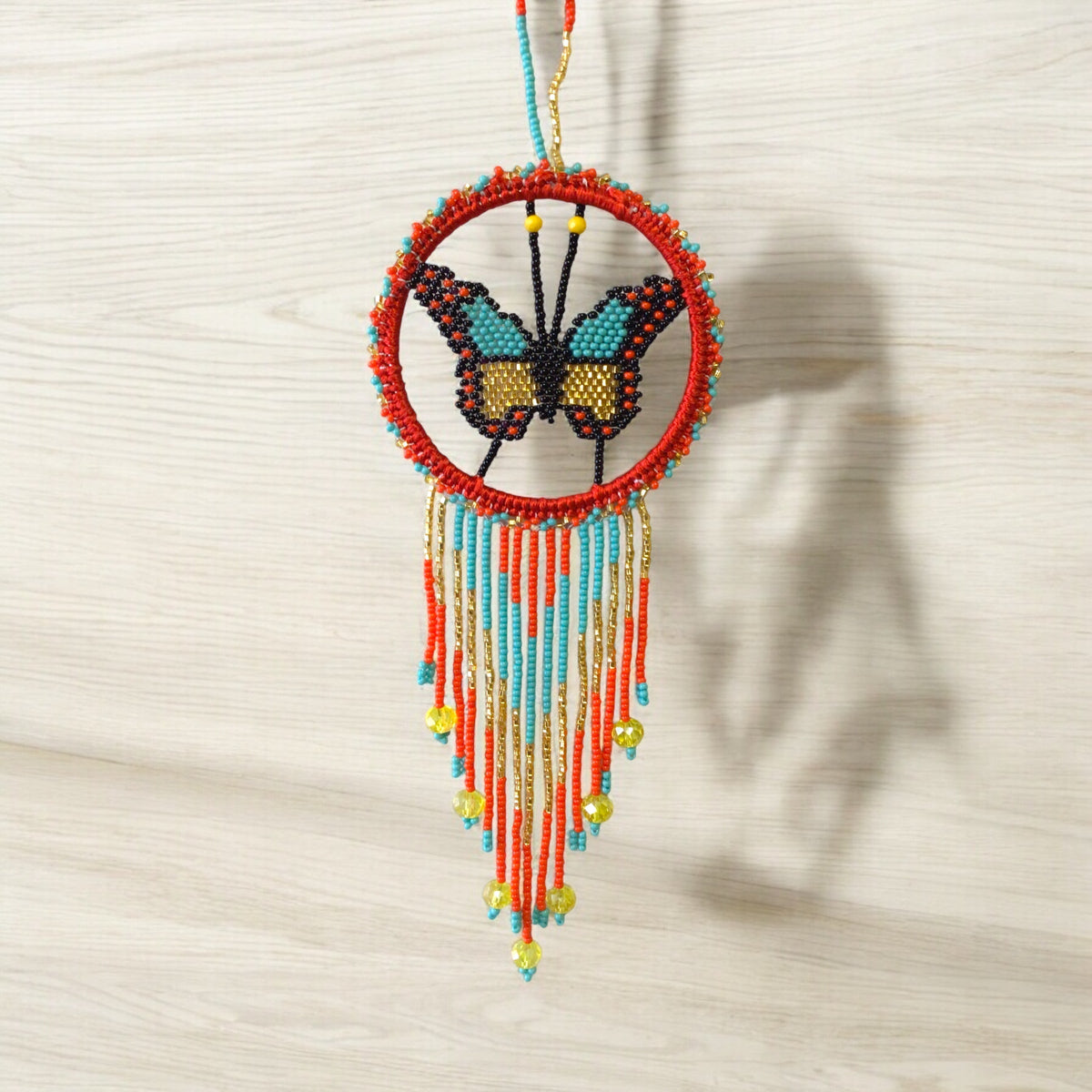 Red and Golden Butterfly Dream Catcher-1