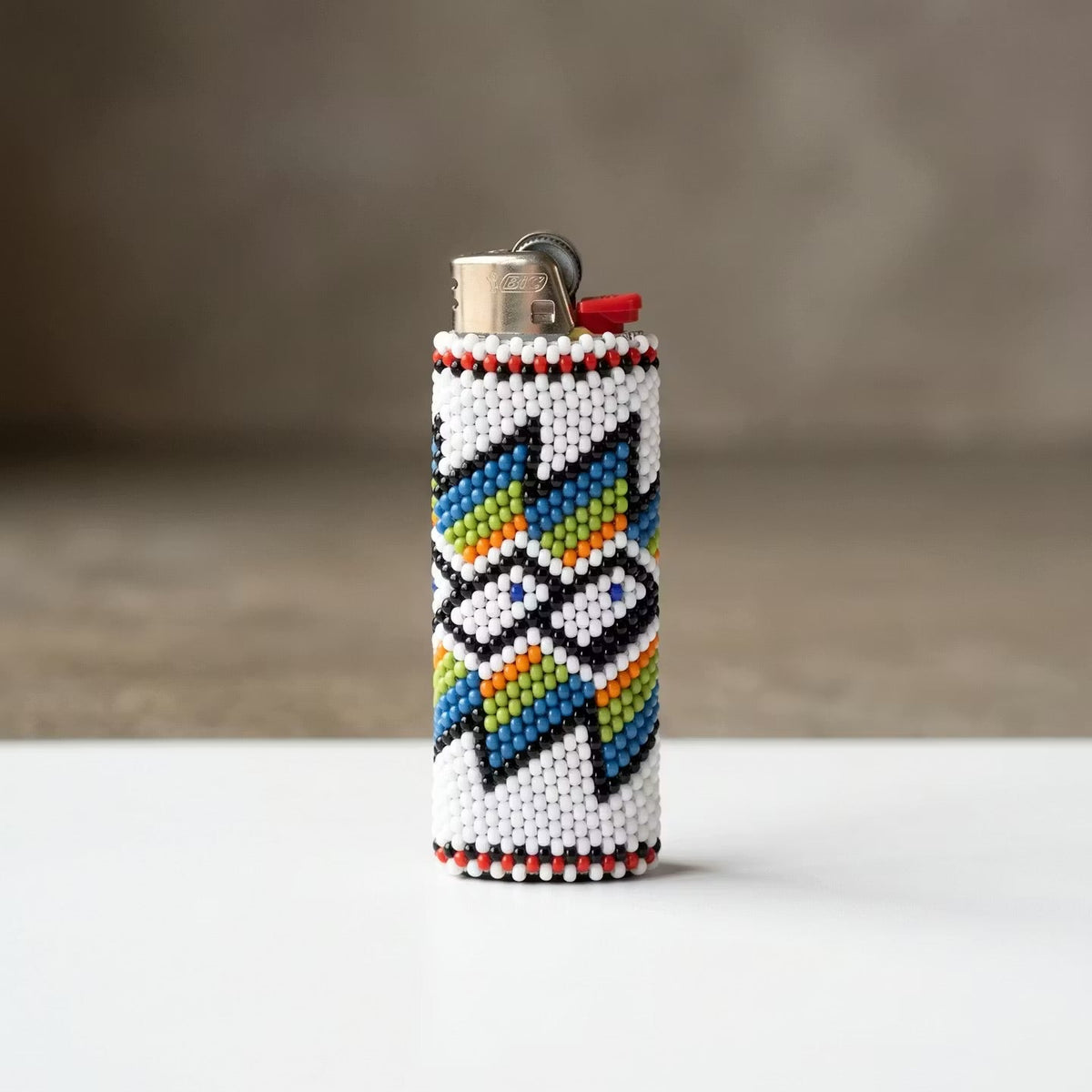 Yellow and white Beaded Lighter Case-3