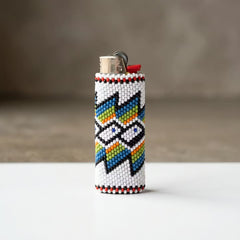 Yellow and white Beaded Lighter Case-3