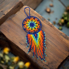 Blue and Orange Celestial Beaded Handmade Dreamcatcher-1