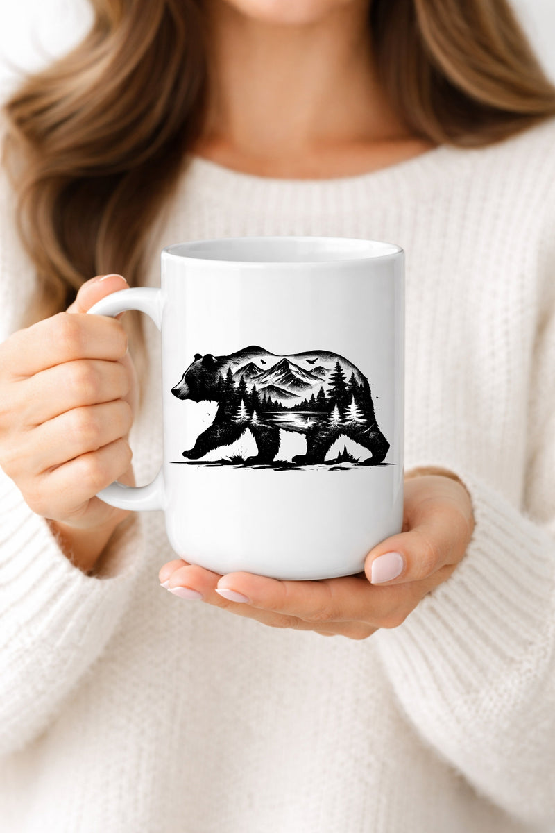 Bear Forest Mug — Rustic Mountain Wildlife Coffee Cup-1