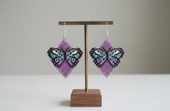 Butterfly Beaded Earrings (Purple)-2