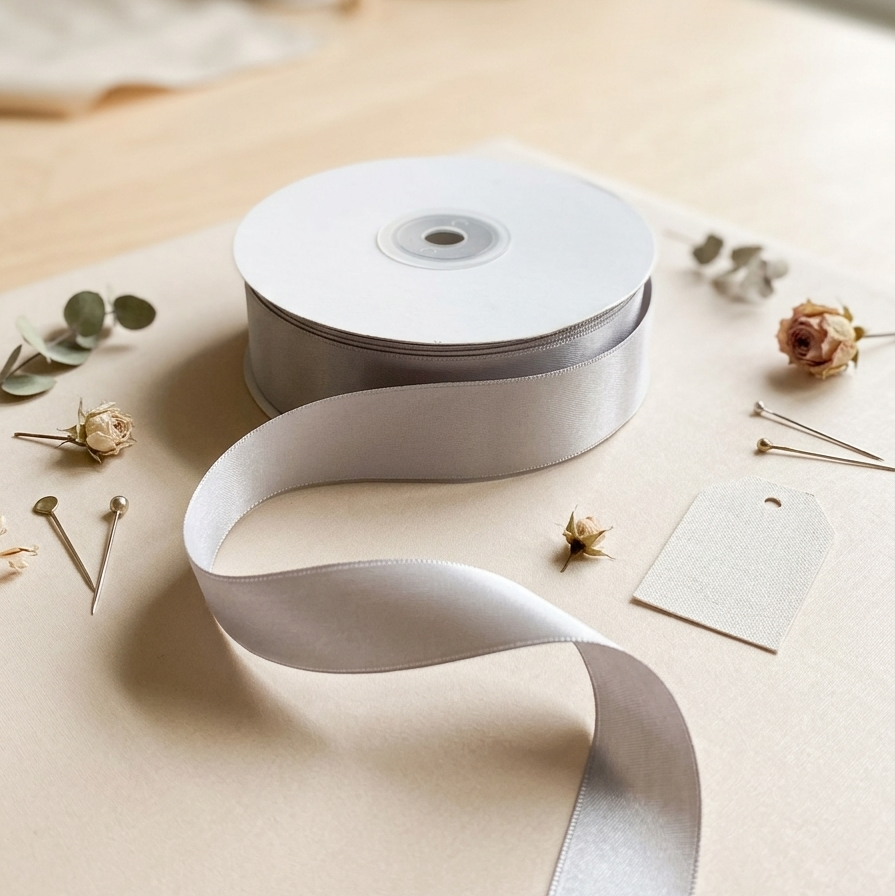 30 Meter Double Face Grey #012 Ribbon Roll-1