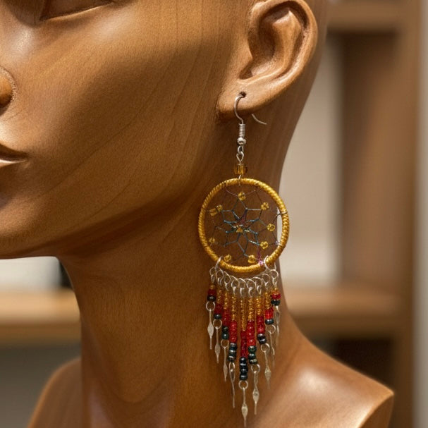 Coffe /gold/Dreamcatcher Dangles-1