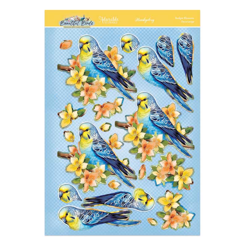 Beautiful Birds Deco-Large Set - Budgie Blossoms-3