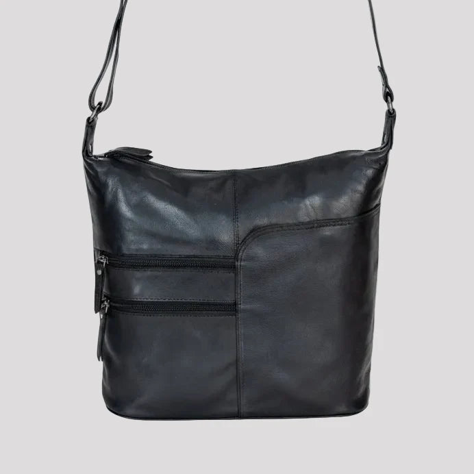 Greenwood Leather Shoulder Bag with 2 Zip Pockets-8