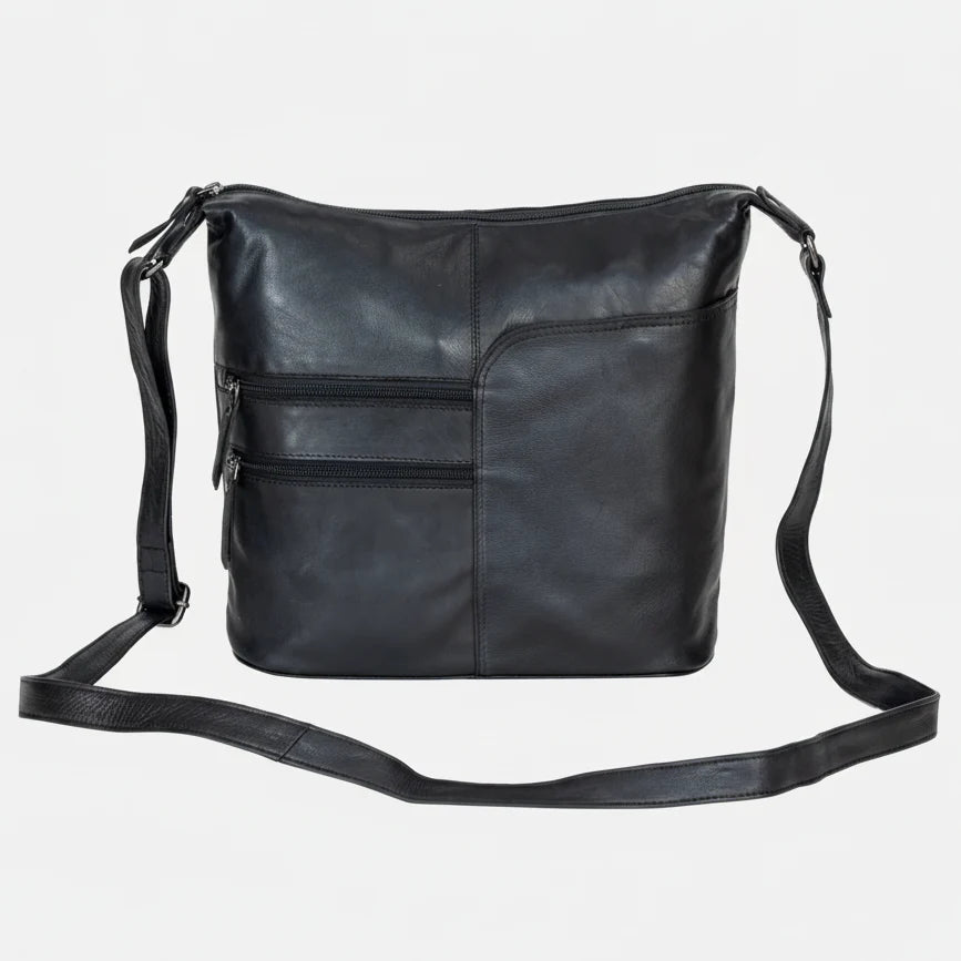 Greenwood Leather Shoulder Bag with 2 Zip Pockets-10