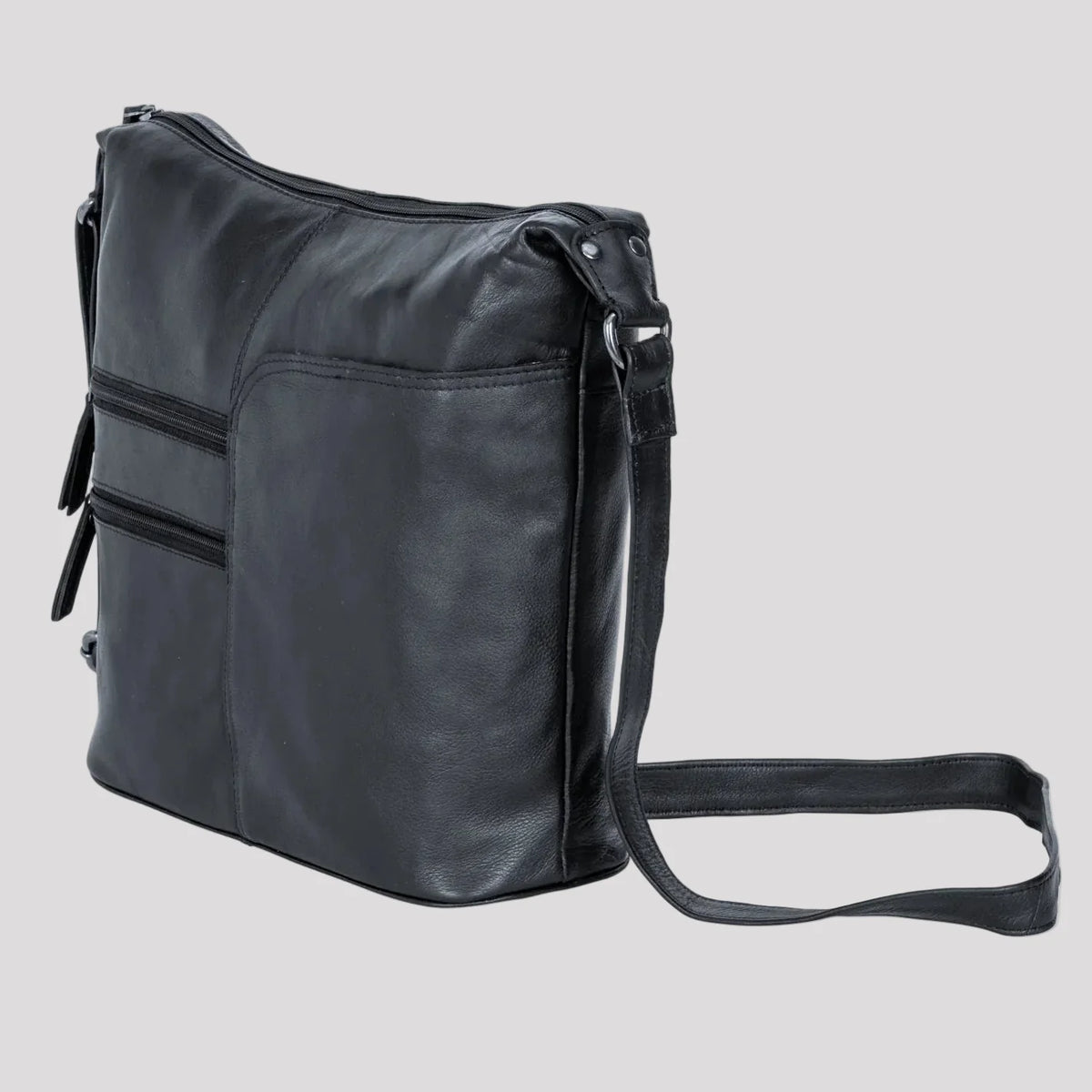 Greenwood Leather Shoulder Bag with 2 Zip Pockets-11