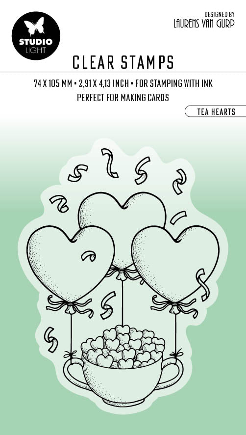 BL Clear Stamp Tea Hearts By Laurens 105x74x3mm 1 PC nr.352-1