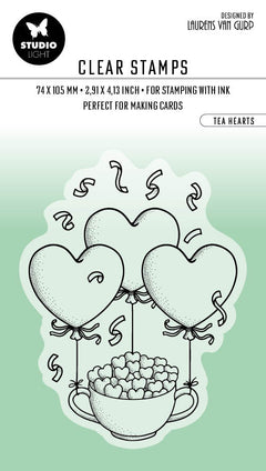 BL Clear Stamp Tea Hearts By Laurens 105x74x3mm 1 PC nr.352-1