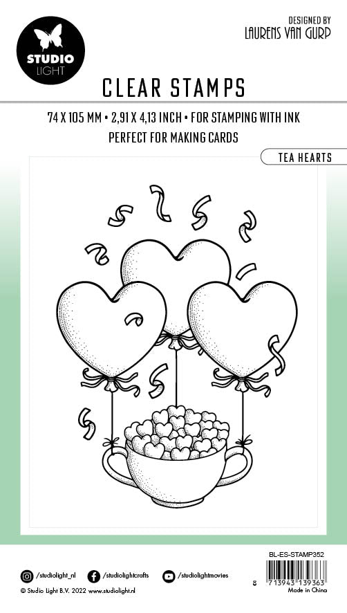BL Clear Stamp Tea Hearts By Laurens 105x74x3mm 1 PC nr.352-4