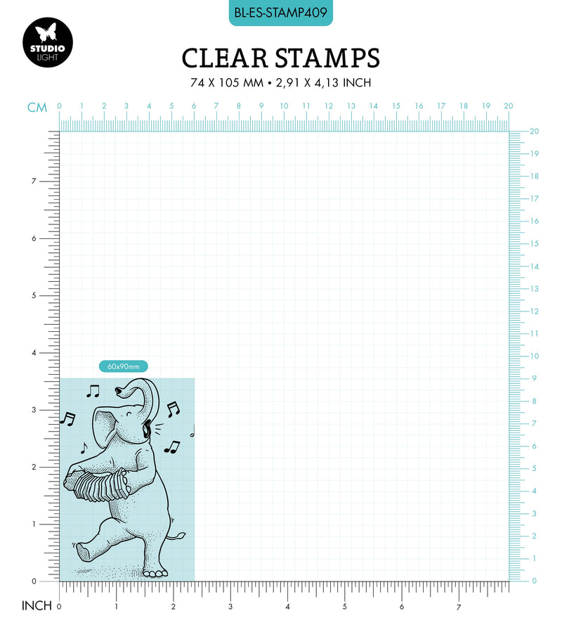 BL Clear Stamp Singing Elephant Essentials 90x60x3mm 1 PC nr.409-2