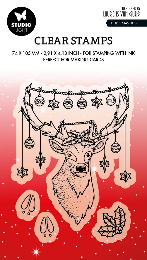 BL Clear Stamp Christmas Deer By Laurens 89x64x3mm 4 PC nr.487-1