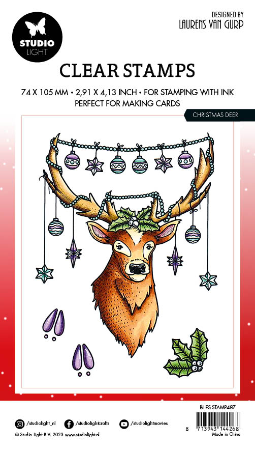 BL Clear Stamp Christmas Deer By Laurens 89x64x3mm 4 PC nr.487-4