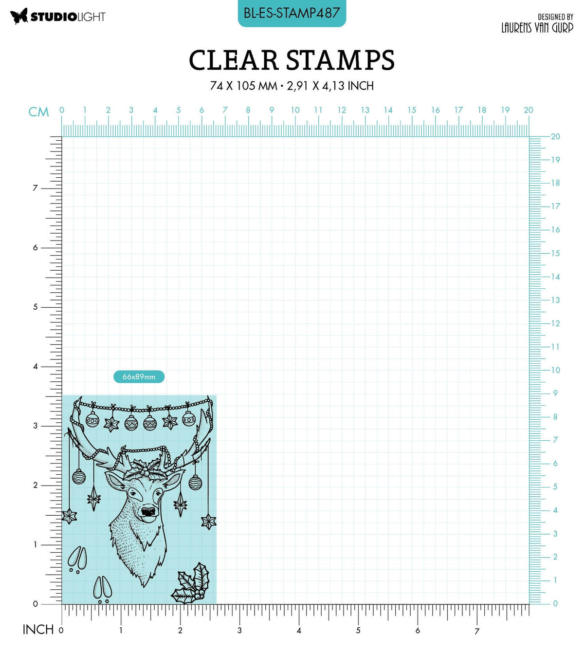 BL Clear Stamp Christmas Deer By Laurens 89x64x3mm 4 PC nr.487-2