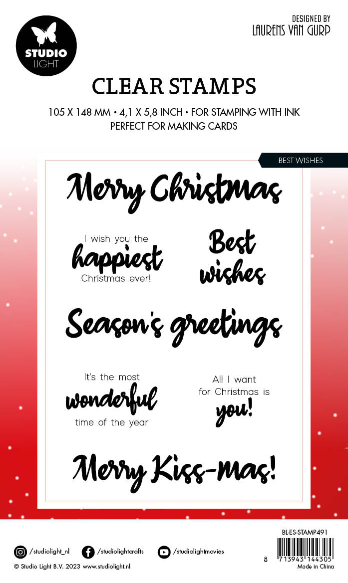 BL Clear Stamp Best Wishes By Laurens 131x90x3mm 7 PC nr.491-6
