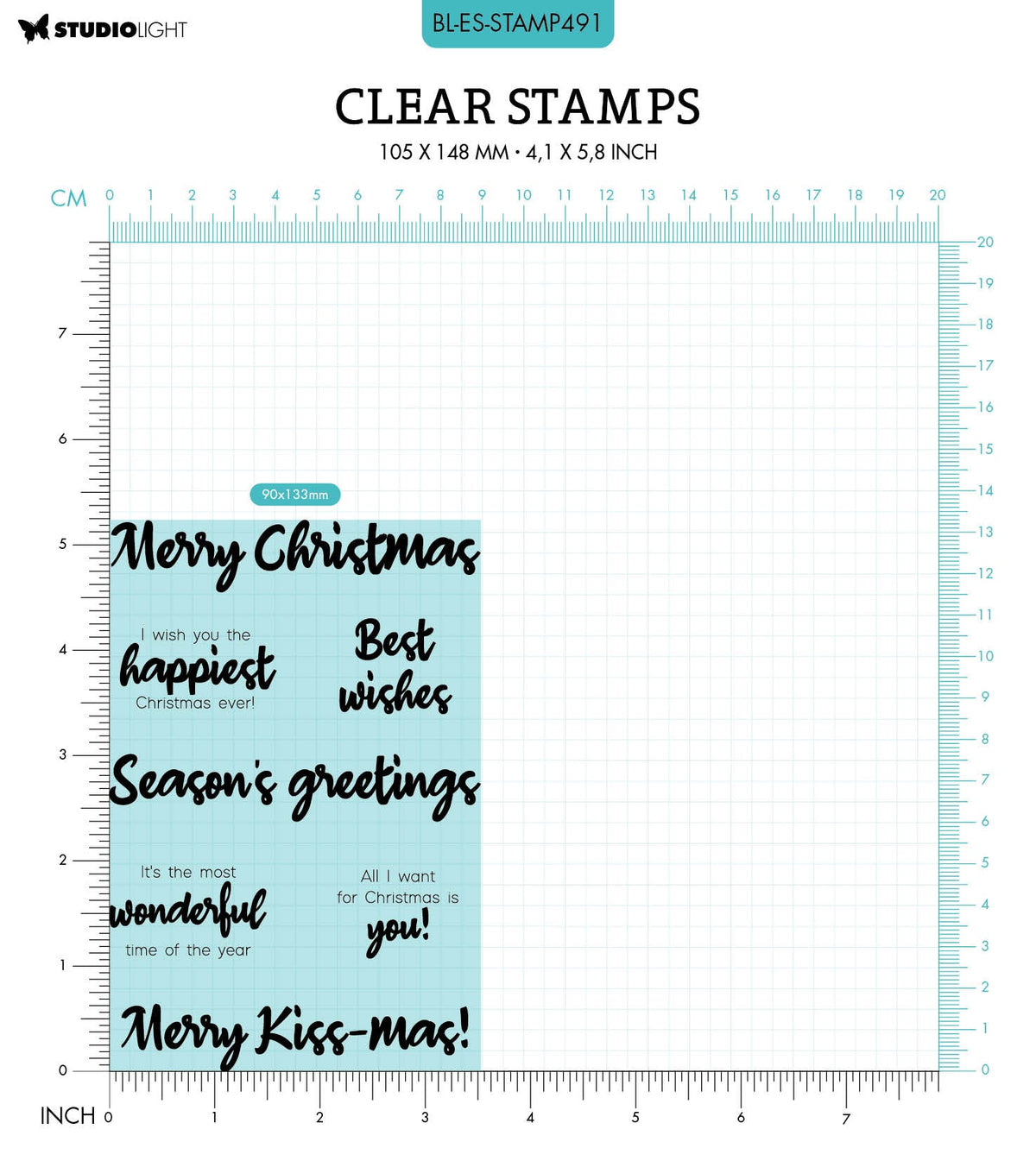 BL Clear Stamp Best Wishes By Laurens 131x90x3mm 7 PC nr.491-2