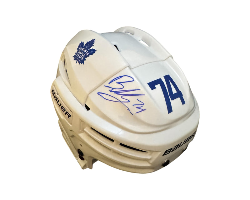 Bobby McMann Autographed Toronto Maple Leafs White Bauer Replica Helmet-1