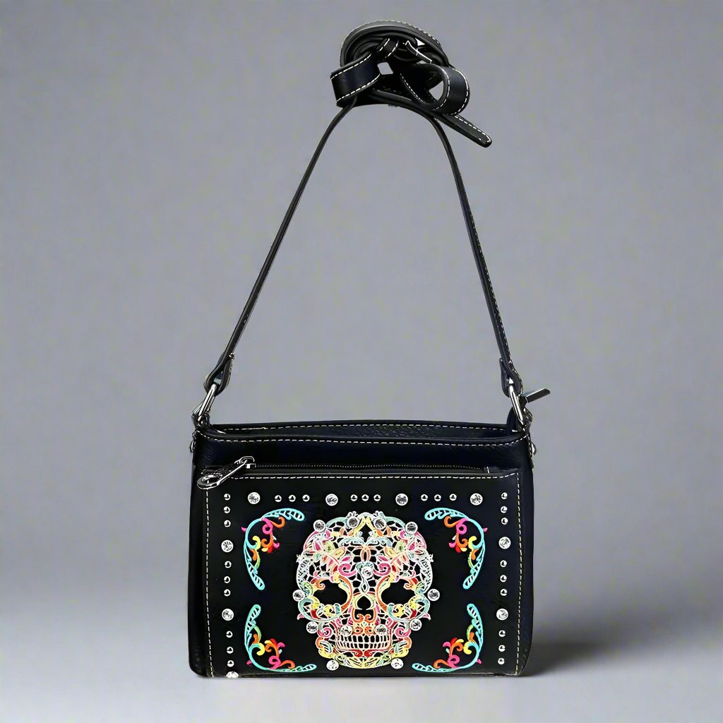 BOL Cross Body Sugar Skull Faux Leather Handbag-3
