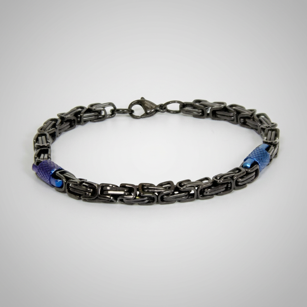 Men's Two-Tone Byzantine Chain Link Bracelet | Stainless Steel-1