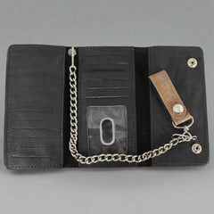 BOL Men's Chrome Plated Trucker Leather Trifold Wallet-2