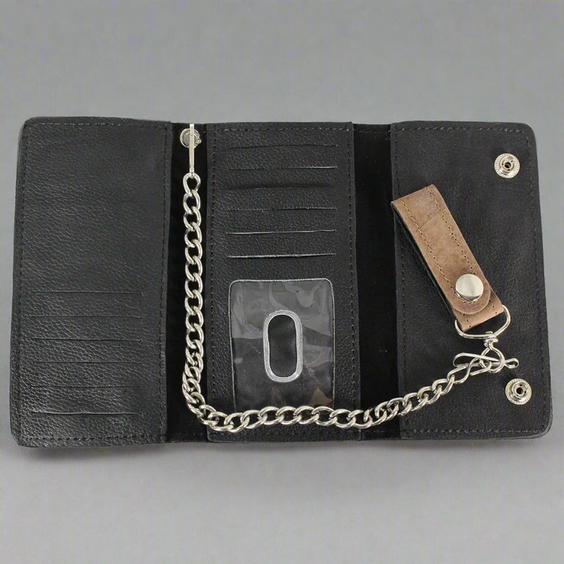 BOL Men's Chrome Plated Trucker Leather Trifold Wallet-2