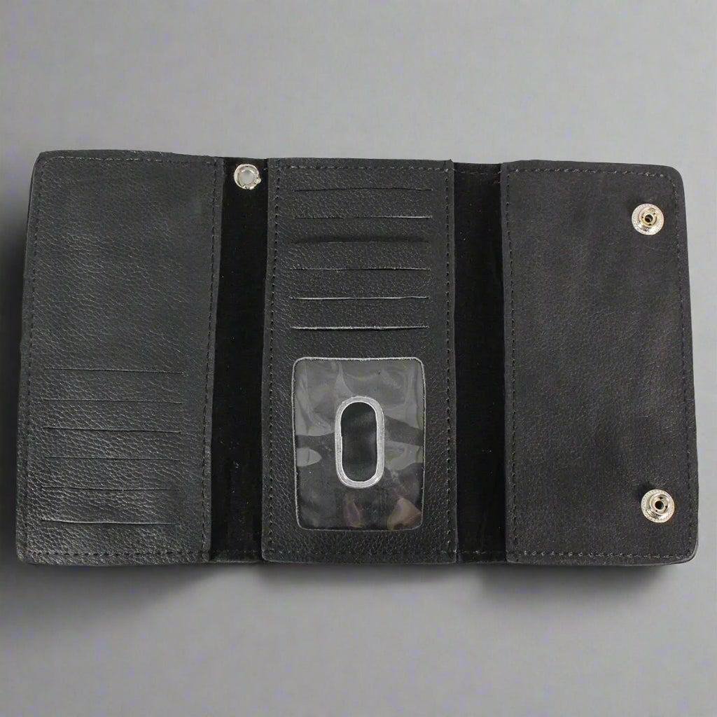 BOL Men's Chrome Plated Trucker Leather Trifold Wallet-3