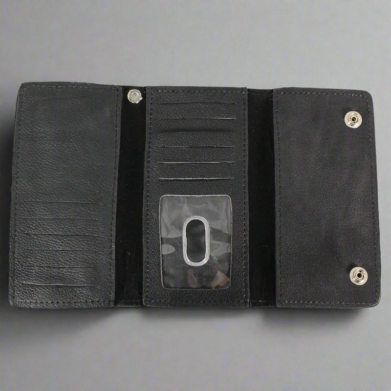 BOL Men's Chrome Plated Trucker Leather Trifold Wallet-3