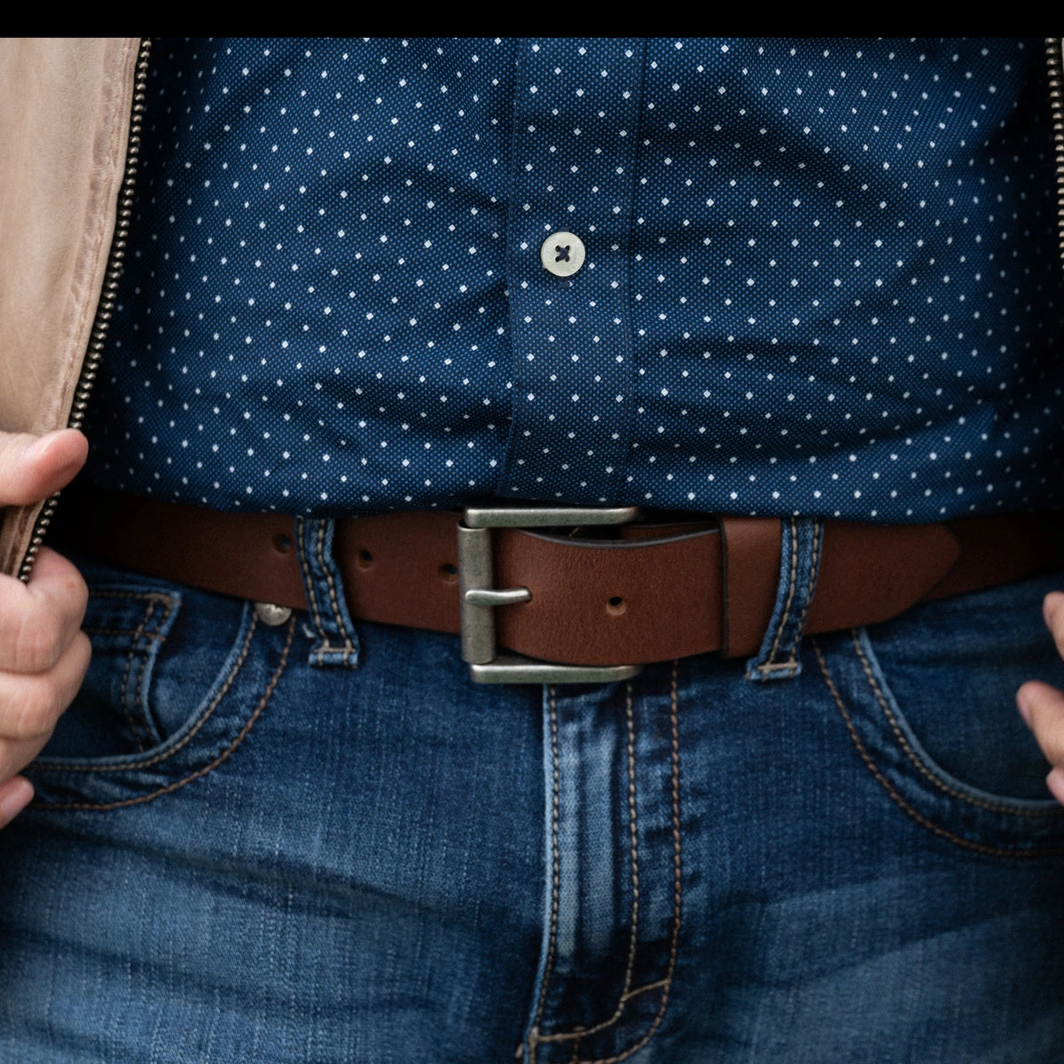 BOL Men's Removable Buckle Solid Leather Belt-2