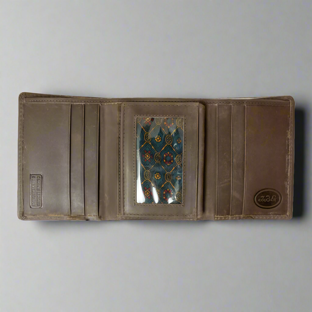 JBG Men’s Trifold Leather Flip-up Wallet. Genuine Distressed Leather RFID Blocking Wallet-2