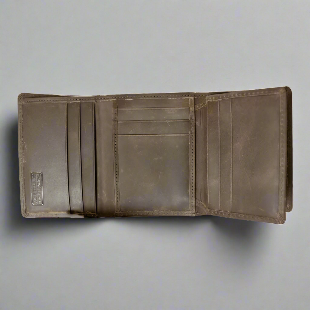 JBG Men’s Trifold Leather Flip-up Wallet. Genuine Distressed Leather RFID Blocking Wallet-3