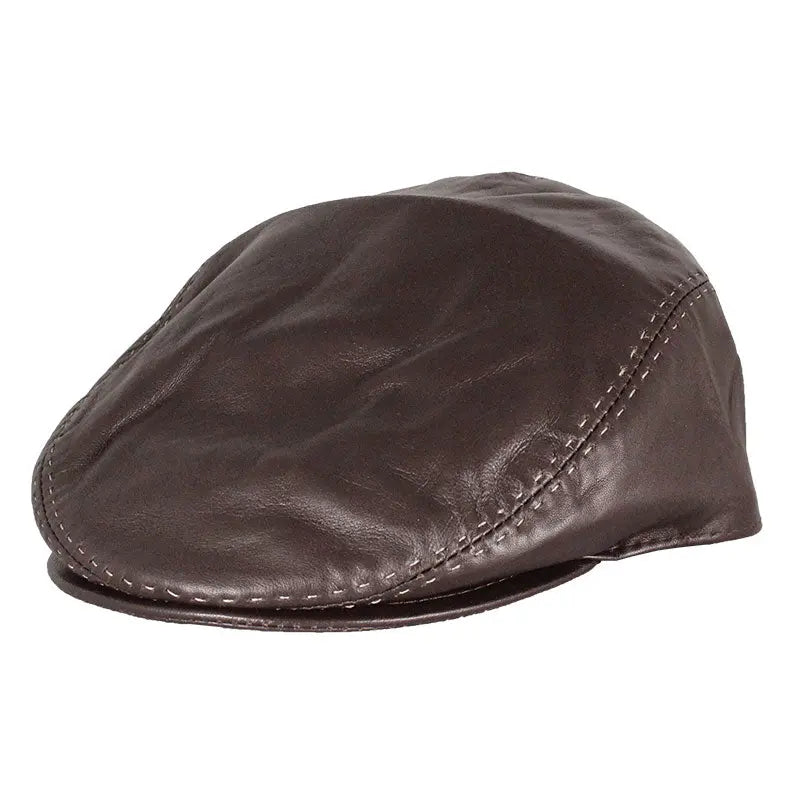 BOL Stitch Accent Leather London Flat Cap-1