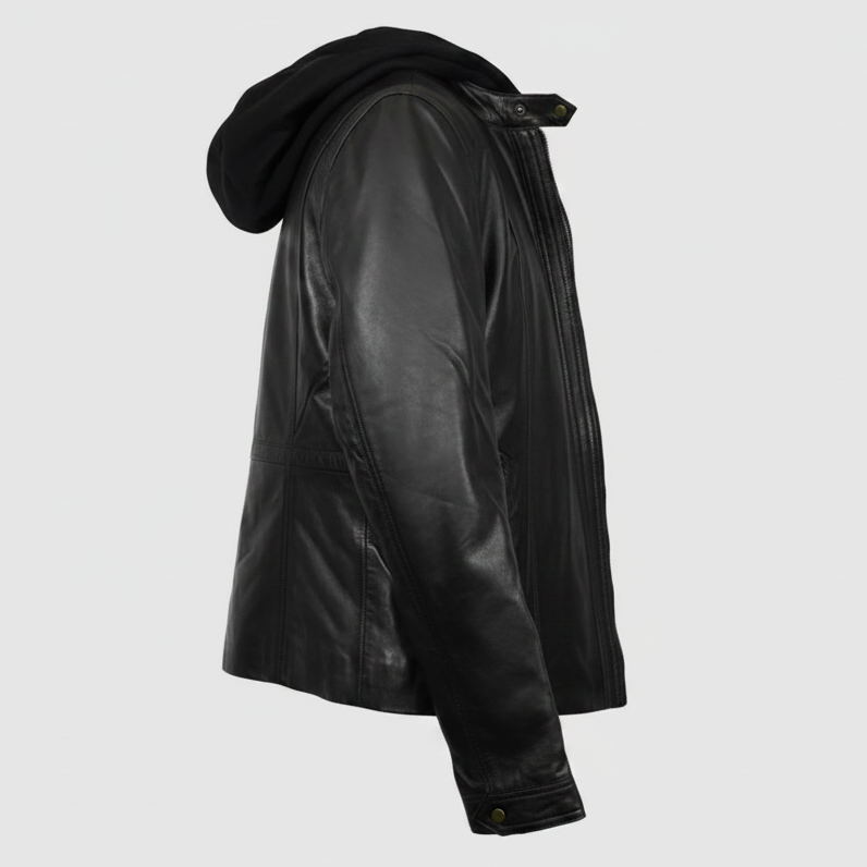 BOL Women's Detachable Hooded Leather Jacket-15