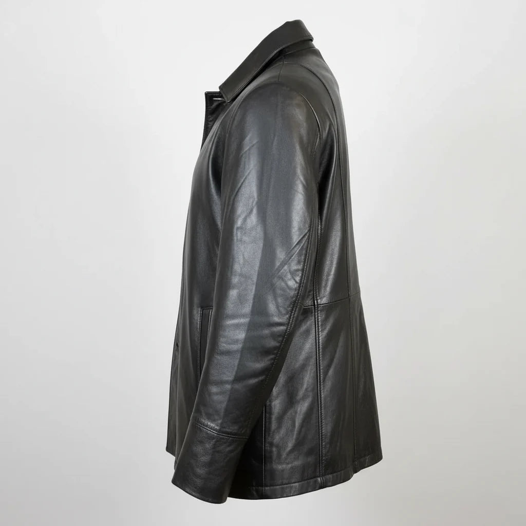 Classic Women's Mid-Length Lamb Leather Jacket-10