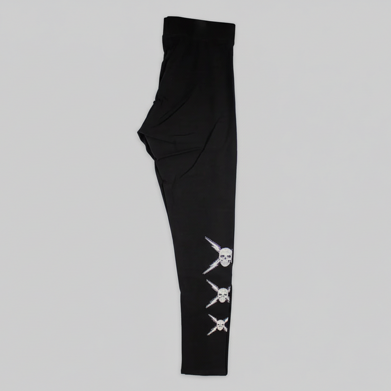 BOL Women's Rhinestone Skull Leggings-2