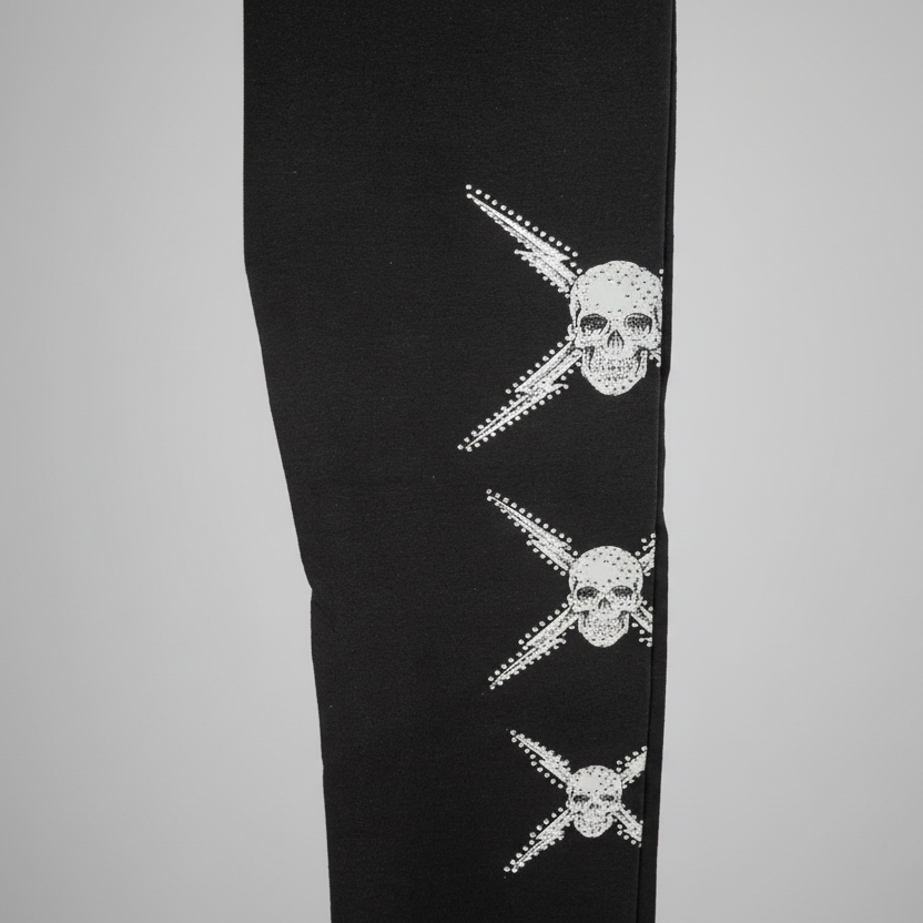 BOL Women's Rhinestone Skull Leggings-3