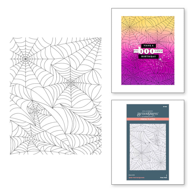 Spider Web Background Press Plate from the Betterpress Halloween Collection-2