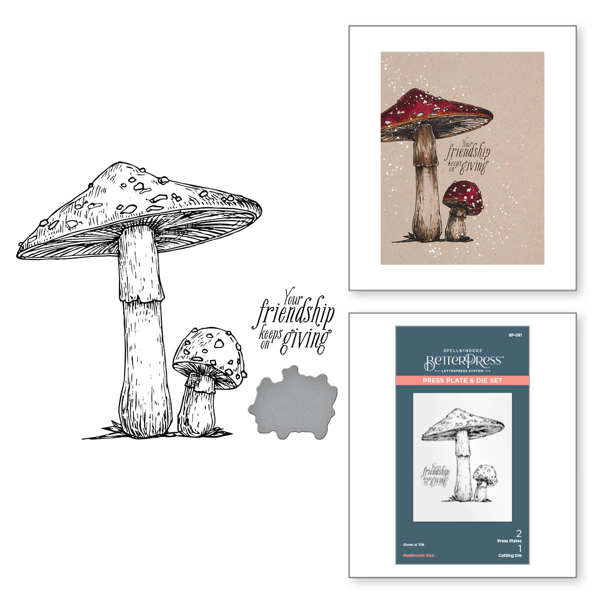 Set de presse et de matrices Duo de champignons de la collection BetterPress Autumn-2