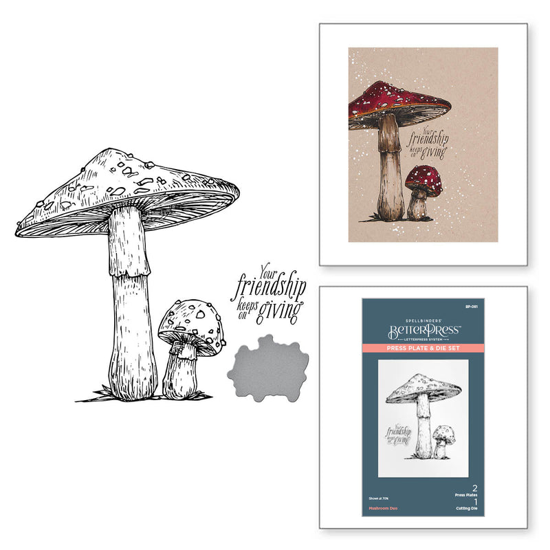 Set de presse et de matrices Duo de champignons de la collection BetterPress Autumn-2