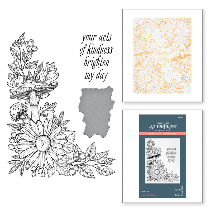 Plaque de presse et matrices « Autumn Floral Corner » de la collection BetterPress Autumn-2
