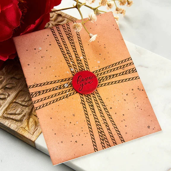 Plaque de presse et set de matrices Sealed Cord & Faux Seal Sentiments de la collection Pressed Posies-6