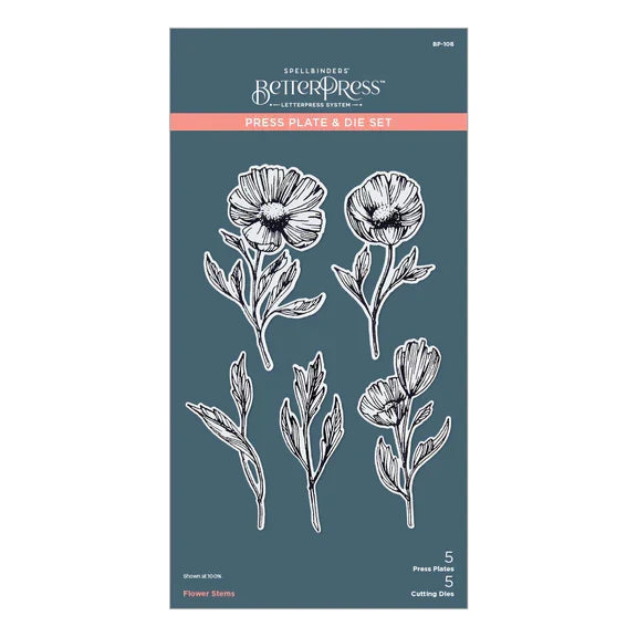 Plaque de presse et matrices Tiges de fleurs de la collection Pressed Posies-1