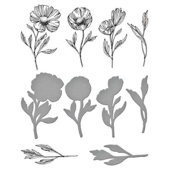 Plaque de presse et matrices Tiges de fleurs de la collection Pressed Posies-3