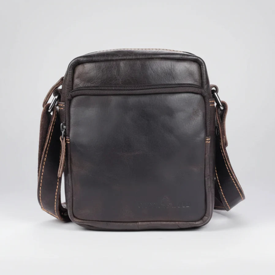 Greenwood Leather Mini-Messenger Bag. Premium Compact Crossbody Travel Organizer-10
