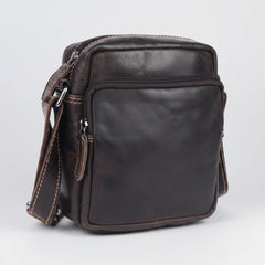 Greenwood Leather Mini-Messenger Bag. Premium Compact Crossbody Travel Organizer-6