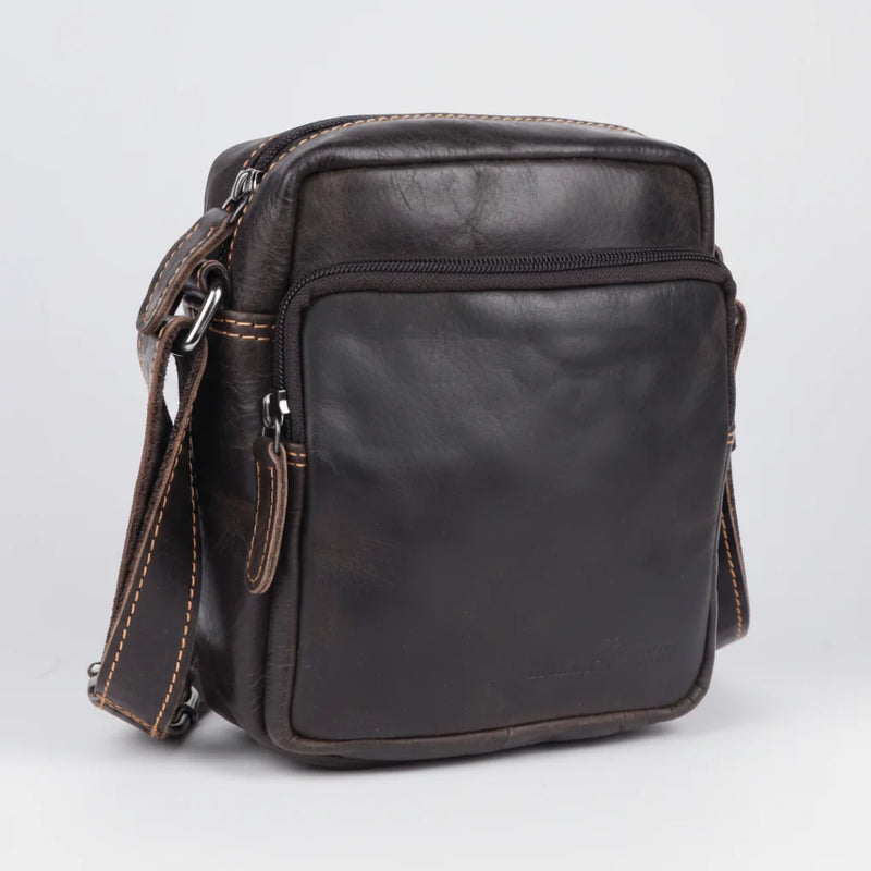 Greenwood Leather Mini-Messenger Bag. Premium Compact Crossbody Travel Organizer-6