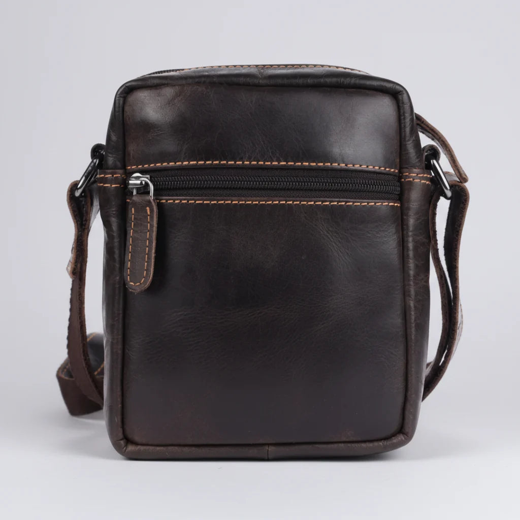 Greenwood Leather Mini-Messenger Bag. Premium Compact Crossbody Travel Organizer-7
