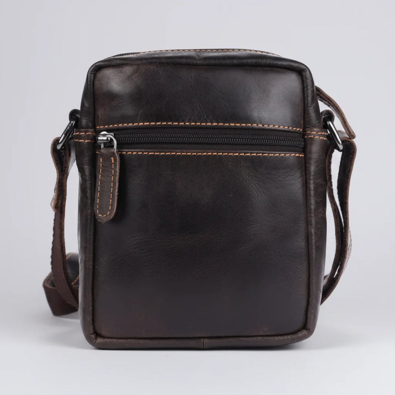 Greenwood Leather Mini-Messenger Bag. Premium Compact Crossbody Travel Organizer-7