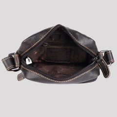 Greenwood Leather Mini-Messenger Bag. Premium Compact Crossbody Travel Organizer-9
